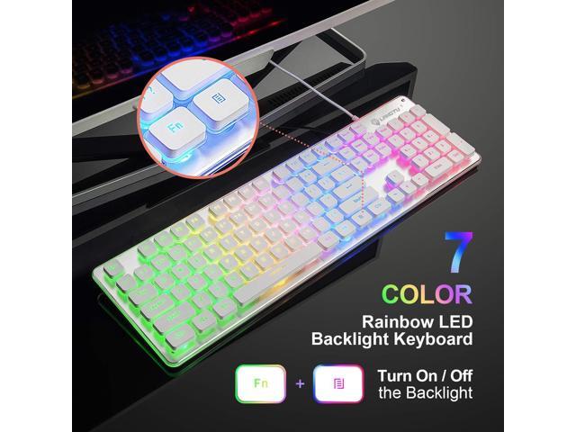 LANGTU Membrane Gaming Keyboard, Rainbow LED Backlit Quiet Keyboard for Office, USB Wired All-Metal Panel 25 Keys Anti-ghosting Computer Keyboard...