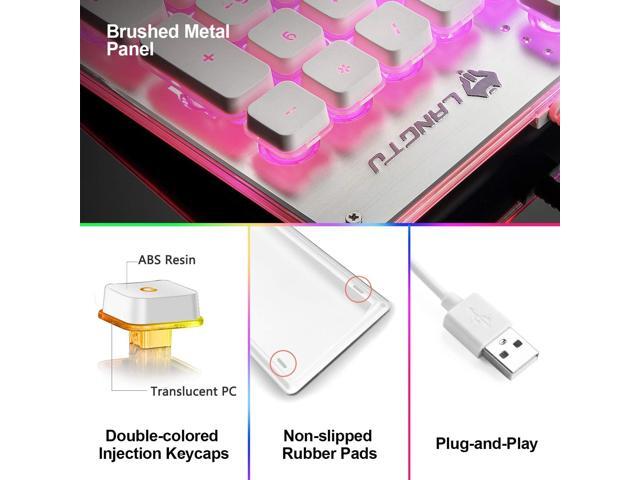 LANGTU Membrane Gaming Keyboard, Rainbow LED Backlit Quiet Keyboard for Office, USB Wired All-Metal Panel 25 Keys Anti-ghosting Computer Keyboard...