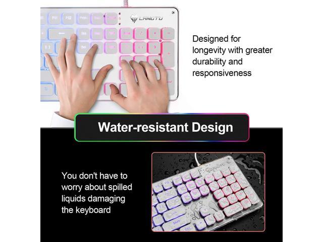 LANGTU Membrane Gaming Keyboard, Rainbow LED Backlit Quiet Keyboard for Office, USB Wired All-Metal Panel 25 Keys Anti-ghosting Computer Keyboard...