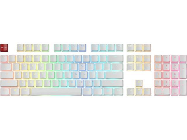 Glorious Aura V1 (White) Pudding Keycaps - Double Shot PBT Translucent for Mechanical Keyboards, 104 Key Set, TKL, Compact Compatible, English (US)...