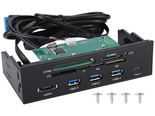 5.25inches Internal Card Reader, PC Front Panel Internal Card Reader, USB 3.0 Ports PC Multifunction Dashboard Media Front Panel Supports M2, MSO.