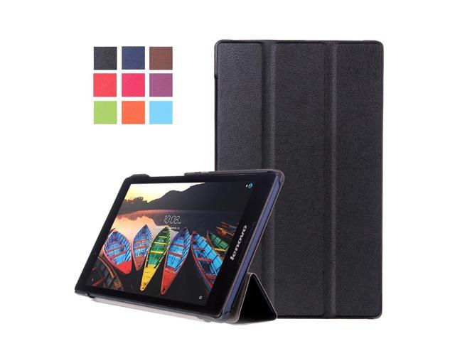 for Lenovo Tab3 8 Case, Ultra Slim Hard Case + PU Leather Smart Cover Stand for 8.0' Tablet TB3-850/Tab2 A8-50, Black