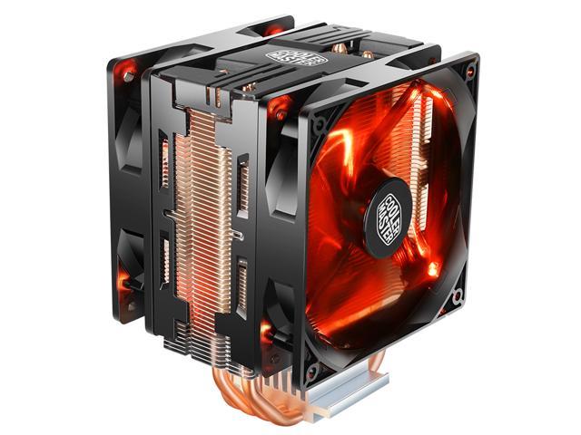 Cooler Master Blizzard T400 PRO (Black) - CPU Cooler with Dual (2x) XtraFlo 120 'Fire Red' LED PWM Fan, 4 Direct Contact Heatpipes,'Black Top.