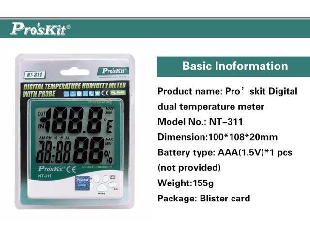 Pro'skit NT-311 Digital LCD Thermometer Hygrometer Electronic Temperature Humidity Meter Weather Station Indoor Outdoor Alarm Clock