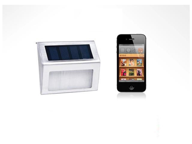 2 LED Outdoor Stainless Steel Solar Energy Light Garden Wall Stair Fences Pathway Lamp Spotlights