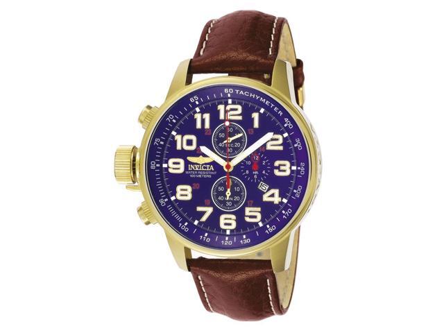 Mens Invicta Leather 3 Eye ChronoGraph Lefty Date Watch 3329