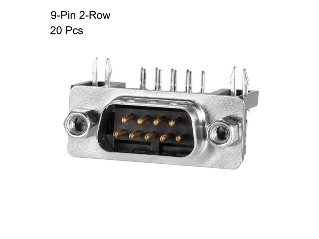 D-sub Connector Male Plug 9-pin 2-row Right Angle Port Terminal Breakout for Mechanical Equipment Pack of 20
