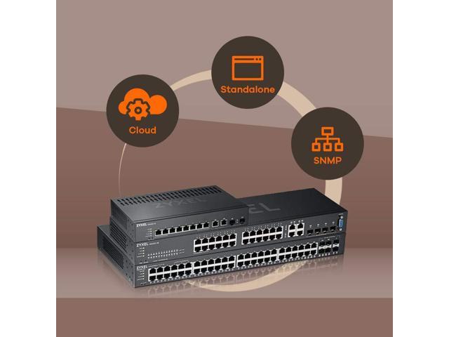 ZyXEL 8-Port Gigabit L2+ Managed and Nebula Pro Cloud Managed Switch, 8 PoE+ Ports at 180W with 2 SFP Uplinks, GS2220-10HP