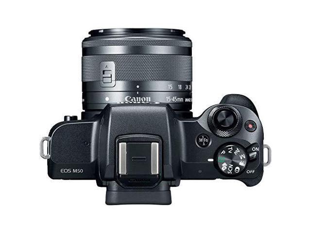 Canon EOS M50 Mirrorless Digital Camera with 15-45mm Lens (Black) Basic Bundle w/ 32GB Memory Card - Intl Model