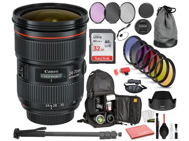 Canon EF 24-70mm f/2.8L II USM Lens (5175B002) Includes: DSLR Sling Backpack, 9PC Filter Kit, Sandisk 64GB SD + More