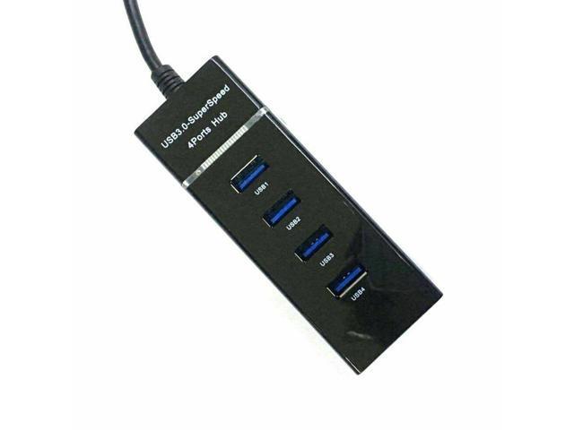 USB 3.0 Hub 4-Port Adapter Charger Data Sync Super Speed PC Mac Laptop Desktop (Black)