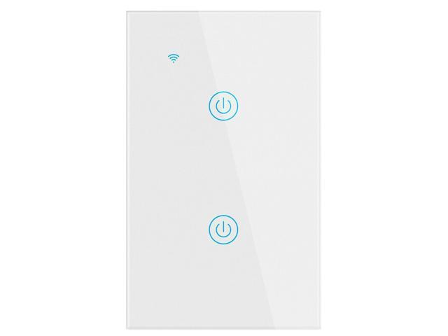 2 Gang WiFi Smart Wall Touch Light Switch Glass Panel For Alexa/Google APP