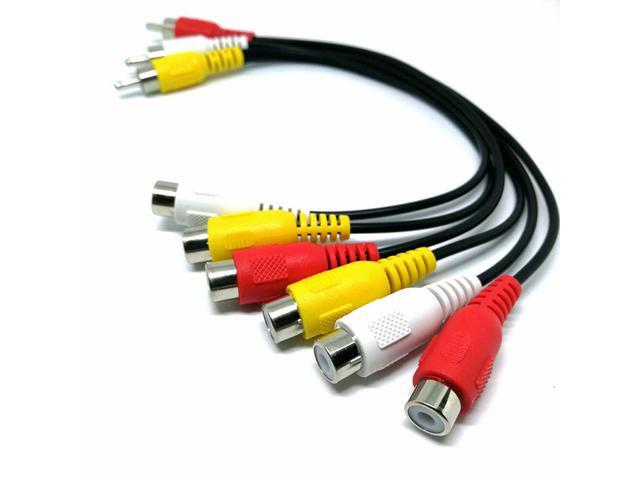 3 RCA Male Jack To 6 RCA Female Splitter