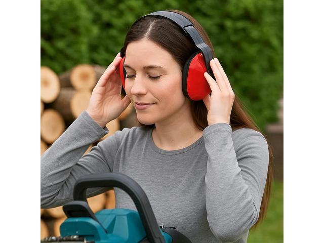 Sanoxy Hearing Protection Earmuffs with NRR 19, Adjustable Headband and Comfortable Cushions for Work and Outdoor Use-Red Sanoxy Hearing Protection Earmuffs with NRR 19, Adjustable Headband and Comfortable Cushions for Work and Outdoor Use-Red