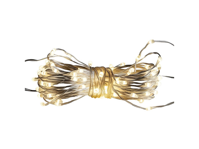 Elegani Indoor/Outdoor 100 LED String Warm White Lights with Flexible Clear Wire 33ft, Waterproof, Energy Efficient, Plug-In, Holiday & Party...