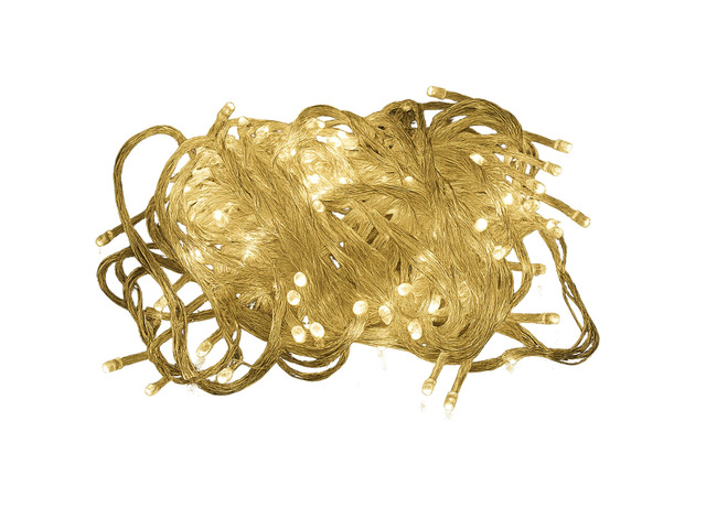 Elegani Indoor/Outdoor 100 LED String Warm White Lights with Flexible Clear Wire 33ft, Waterproof, Energy Efficient, Plug-In, Holiday & Party...