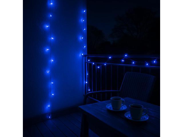 Elegani 100 LED Blue String Lights 32ft Black Wire, 8 Lighting Modes, Indoor/Outdoor Plug-In Fairy Lights for Christmas, Parties, Bedroom, Patio &...