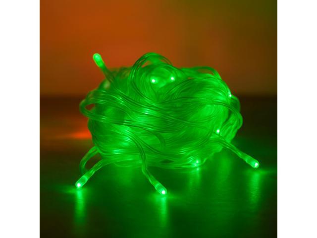 Elegani 100 LED String Lights with Flexible Clear Wire Indoor/Outdoor, 33ft, Waterproof, Energy Efficient, Plug-In, Holiday & Party Lighting-Green