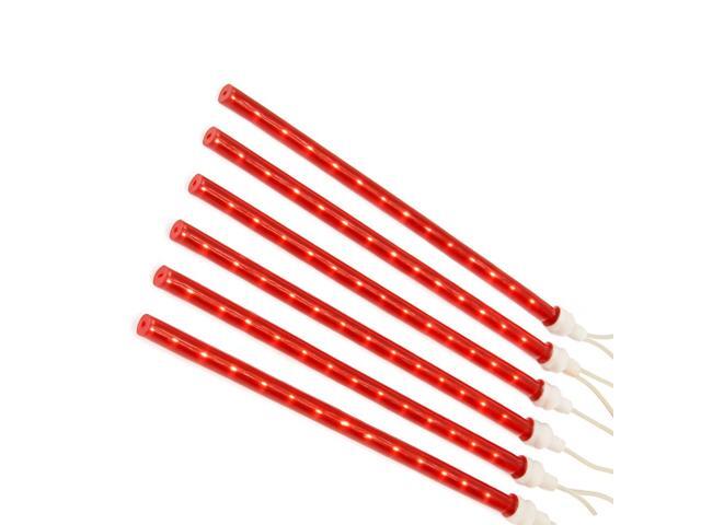 Elegani 8-Tube 50cm Red Snowfall LED Meteor Lights 8ft Plug-In, 240 LEDs, Connectable, Indoor/Outdoor Decorative Lighting for Holiday, Tree, and...