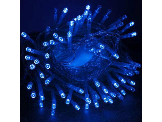 Elegani 100 LED String Lights with Flexible Clear Wire Blue, Indoor/Outdoor, 33ft, Waterproof, Energy Efficient, Plug-In Holiday & Party Lighting