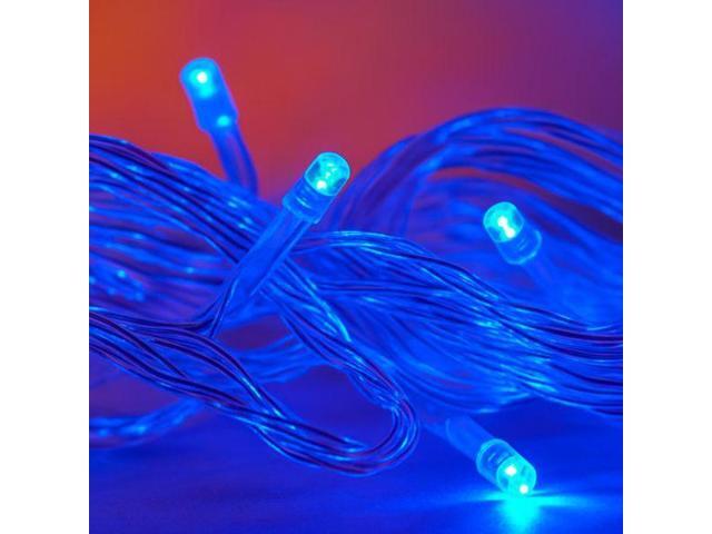 Elegani 100 LED String Lights with Flexible Clear Wire Blue, Indoor/Outdoor, 33ft, Waterproof, Energy Efficient, Plug-In Holiday & Party Lighting