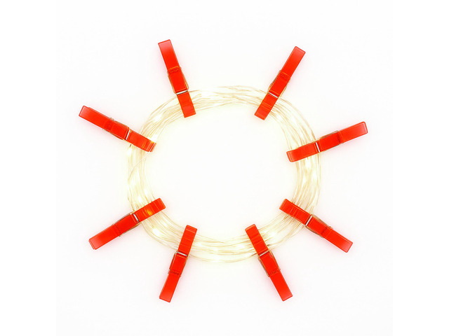 Elegani 36 LED Red Photo Clip String Lights 13ft Decorative Display with 3.5ft Lead, 16.5ft Total Length, Ideal for Hanging Photos, Cards, and Art...