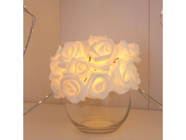 Elegani 20 LED Rose Flower String Lights 9.5ft Warm White, 5mm Bulbs, 12' Lead, 6' Spacing, Indoor Decorative Lighting for Bedroom, Wedding,...