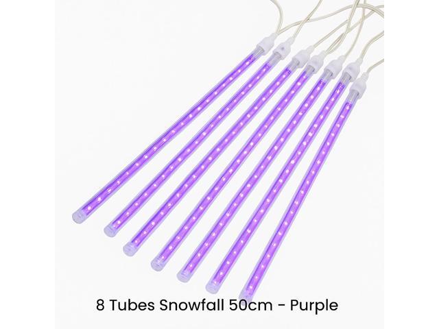 Elegani 8-Tube Snowfall Lights 50cm Purple LED Meteor Shower Lights, Indoor/Outdoor, Waterproof, Plug-In, Holiday & Party Decoration