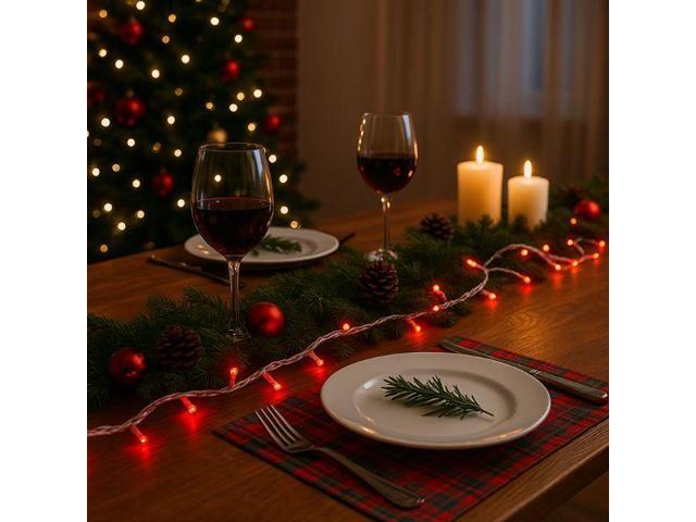 Elegani 100 LED Red String Lights 32ft Black Wire, 8 Lighting Modes, Indoor/Outdoor Plug-In Fairy Lights for Christmas, Parties, Bedroom, Patio &...