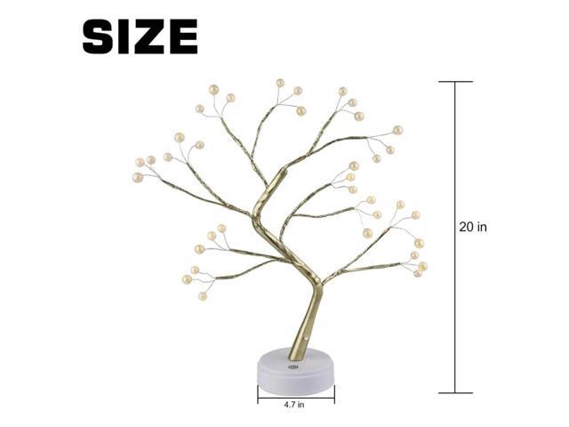 Elegani 60 LED Warm White Tree Lights Bulbs 20' Height, Flexible Branches, Indoor Decorative Lighting for Holiday, Wedding, Party, and Home Décor
