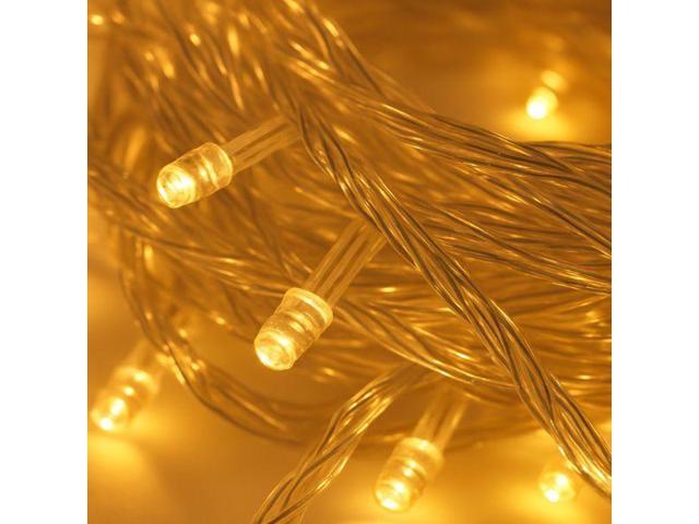 Elegani 100 LED Warm White String Lights 32ft Black Wire, 8 Lighting Modes, Indoor/Outdoor Plug-In Fairy Lights for Christmas, Parties, Bedroom,...
