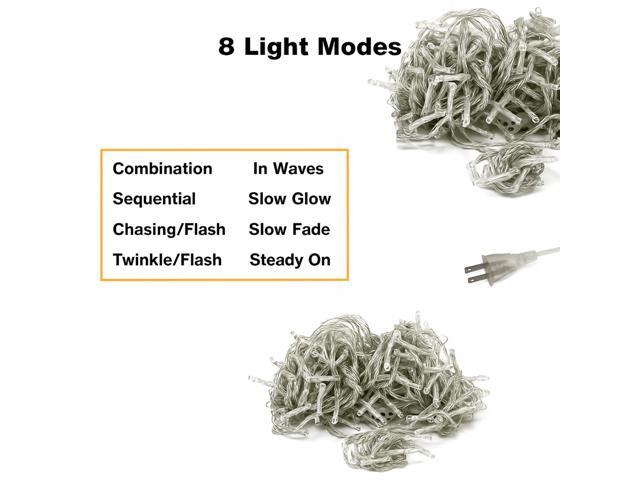 Elegani 200 LED Cool White Curtain String Lights 6.6ft x 6.6ft Plug-In with 8 Lighting Modes, Indoor/Outdoor Use, Ideal for Bedroom, Window,...
