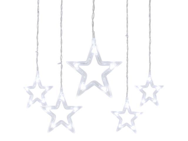 Elegani 138 LED Star Curtain Light White Hanging String Lights with 12 Stars, 8 Lighting Modes, Plug-in, for Indoor Outdoor Room Party Backdrop