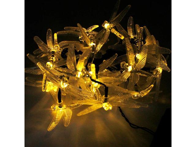 Elegani Solar Dragonfly String Lights 30 LED Outdoor Garden Décor with 8 Light Modes-Warm White