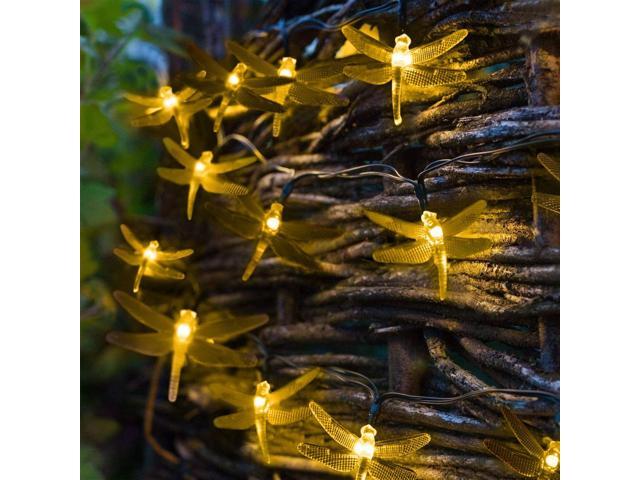 Elegani Solar Dragonfly String Lights 30 LED Outdoor Garden Décor with 8 Light Modes-Warm White