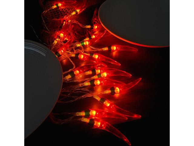 Elegani Chili Pepper String Lights 10 Warm White LED Indoor Décor, 6ft Light Strand
