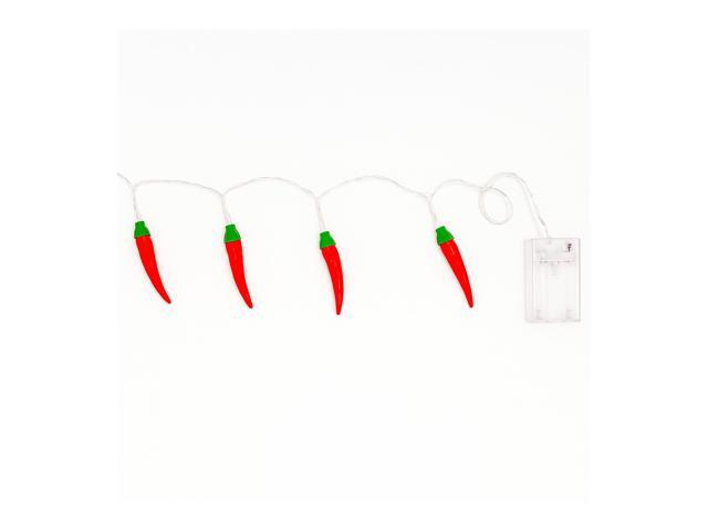 Elegani Chili Pepper String Lights 10 Warm White LED Indoor Décor, 6ft Light Strand