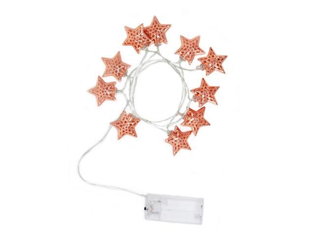 Elegani 10 LED Rose Gold Star String Lights Warm White Metal Star Fairy Lights 3ft Lighted Cord