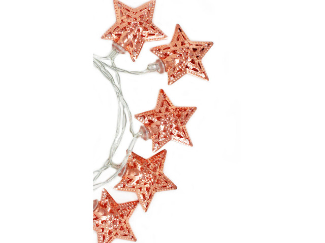 Elegani 10 LED Rose Gold Star String Lights Warm White Metal Star Fairy Lights 3ft Lighted Cord