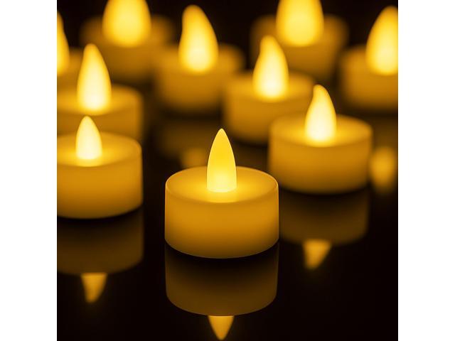 Elegani 24 pcs Flameless Tealight Candles Warm White LED Flickering Lights, -Free, Safe for Indoor Events and Home Décor
