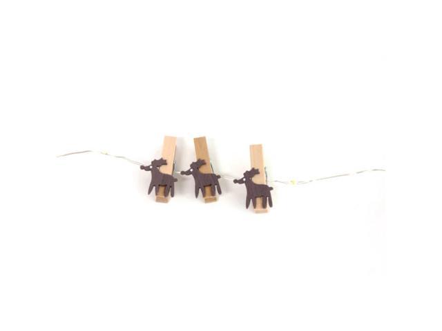Elegani 20 LED Microdot String Lights with 10 Wood Deer Clips 7FT Copper Wire Indoor Decorative Light Set