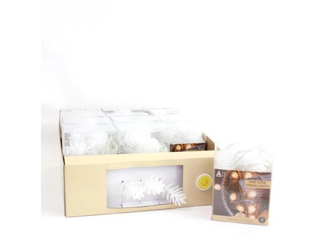 Elegani 10 LED Pine Cone String Lights Warm White, Soft Plastic, Indoor Outdoor Decorative Lighting