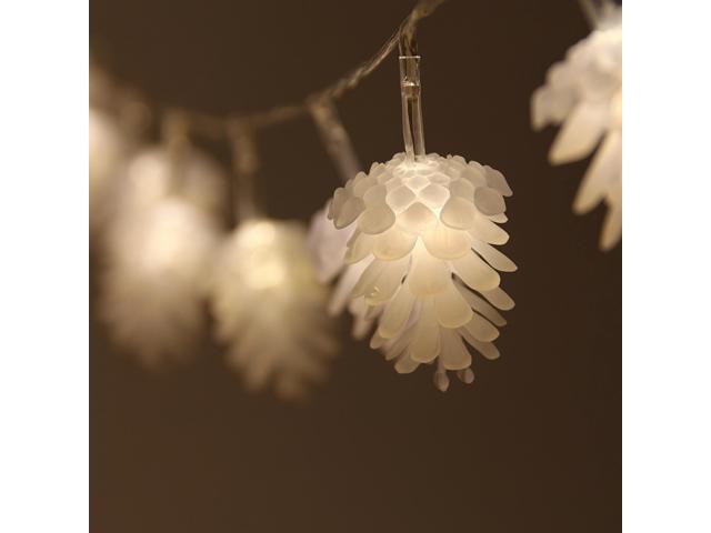 Elegani 10 LED Pine Cone String Lights Warm White, Soft Plastic, Indoor Outdoor Decorative Lighting