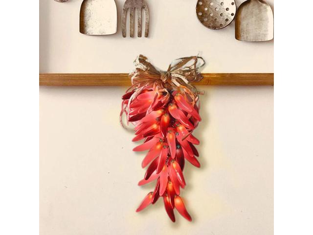 Elegani 20 LED Chili Pepper String Lights Warm White Indoor Outdoor Decorative Lighting