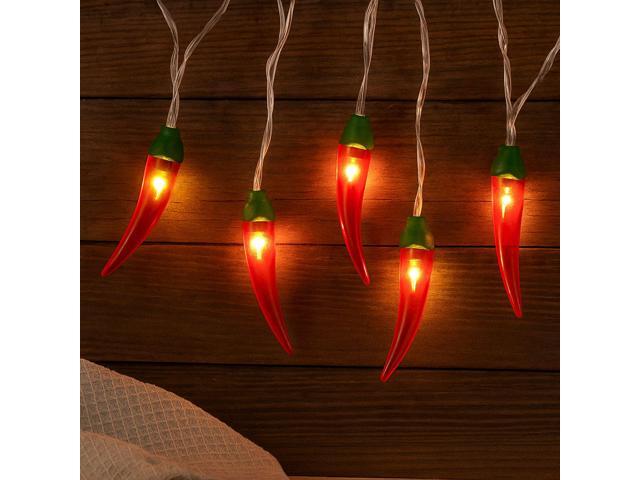 Elegani 10 LED Chili Pepper String Lights Warm White Decorative Indoor Outdoor Accent Lighting