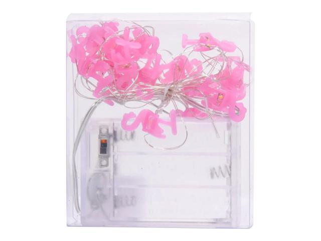 Elegani 20 LED Pink Flamingo String Lights Tropical Decor for Patio, Poolside or Indoor Use, 7 Ft