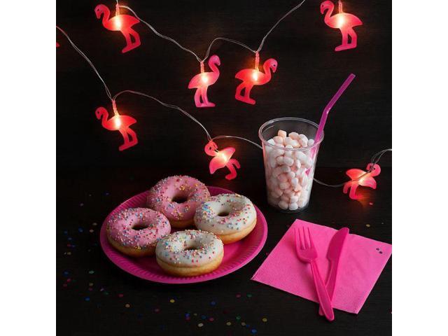 Elegani 20 LED Pink Flamingo String Lights Tropical Decor for Patio, Poolside or Indoor Use, 7 Ft