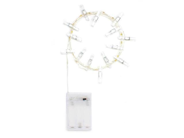 Elegani 15 LED Mini Photo Clip Fairy String Lights 6ft Warm White Silver Copper Wire for Bedroom, Dorm, Wall Photo Display