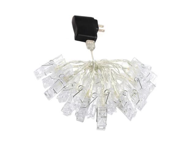 Elegani 40 LED Photo Clip String Lights 14ft Clear Cable with Large Clips for Bedroom & Dorm Décor