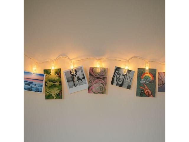Elegani 40 LED Photo Clip String Lights 14ft Clear Cable with Large Clips for Bedroom & Dorm Décor